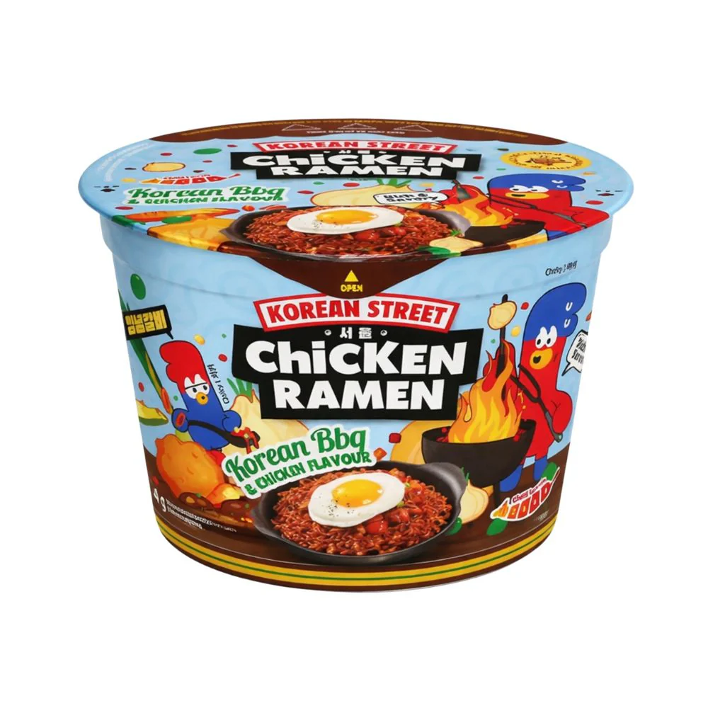 Korean Street Chicken Ramen Korean BBQ Bowl, noodles al gusto di bbq coreano da 104g