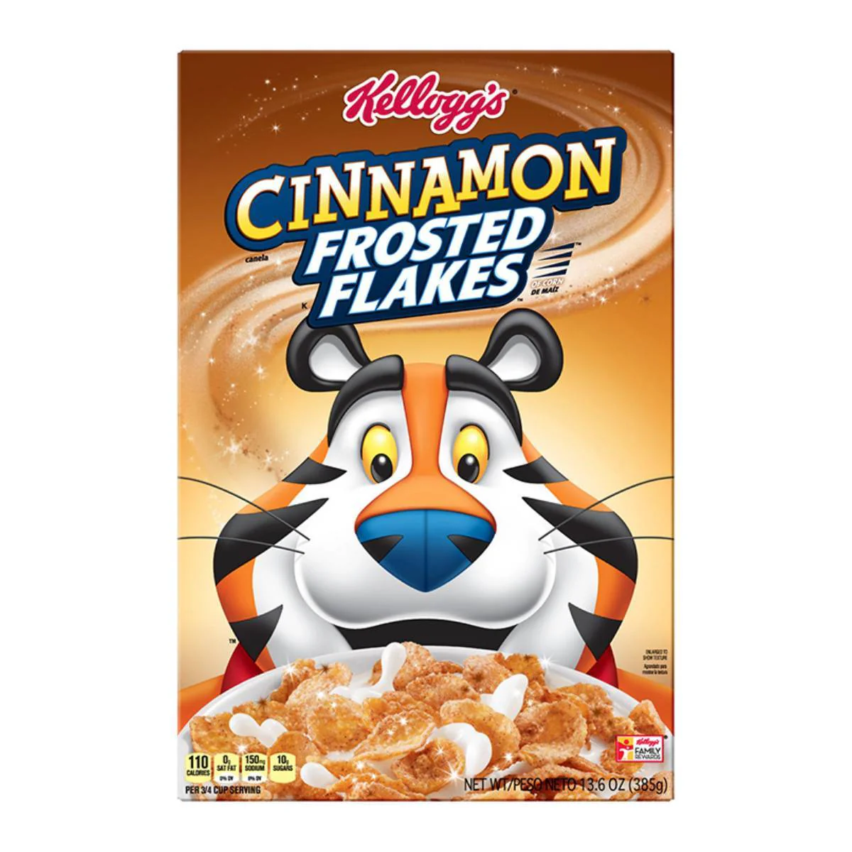 Kellogg's Frosted Flakes Cinnamon Family Size, confezione di cereali alla cannella in formato maxi da 385g