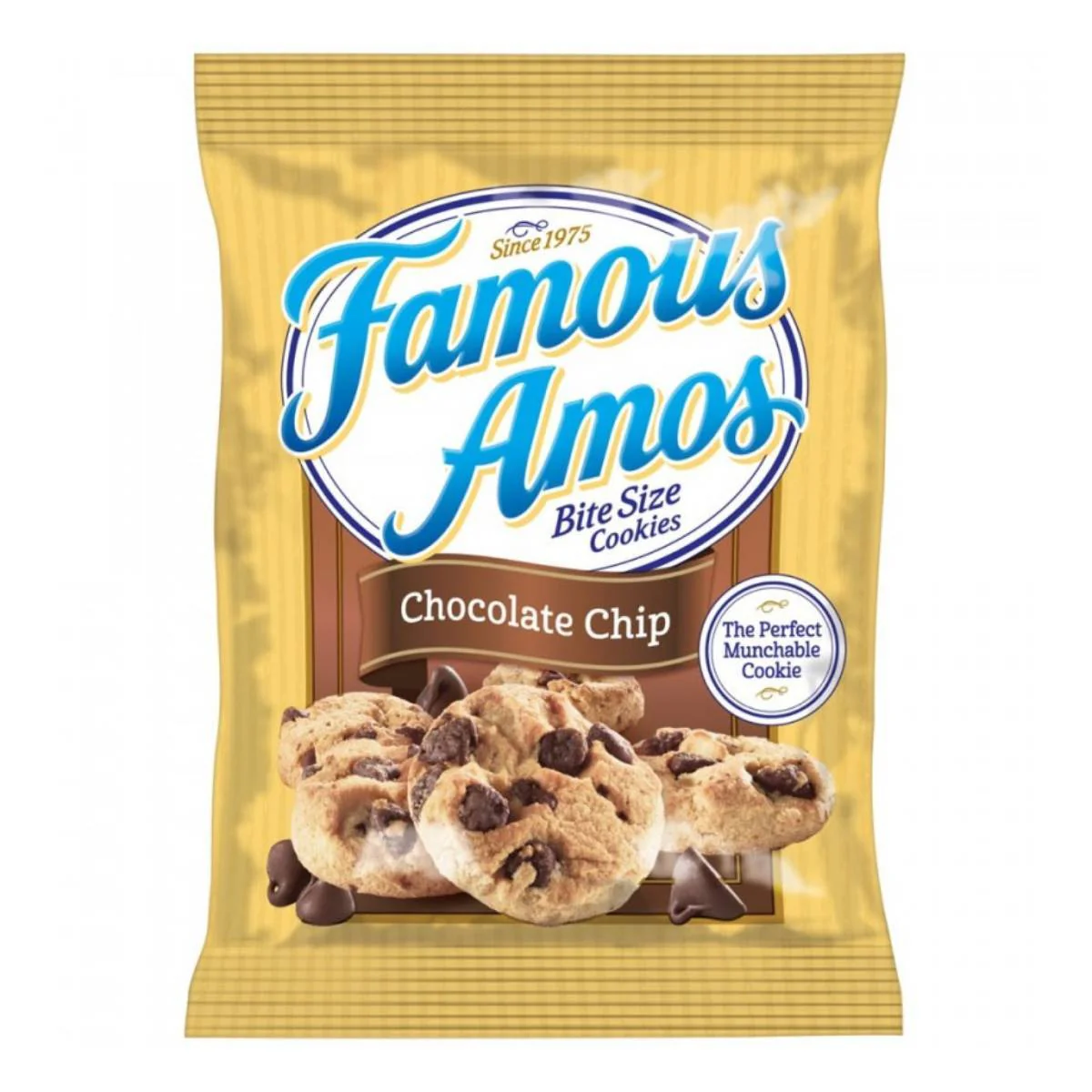 Famous Amos Bite Size Cookies, biscotti croccanti con gocce di cioccolato da 56g