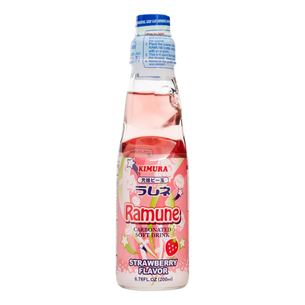 Kimura Ramune Strawberry Flavor, bevanda alla fragola da 200ml