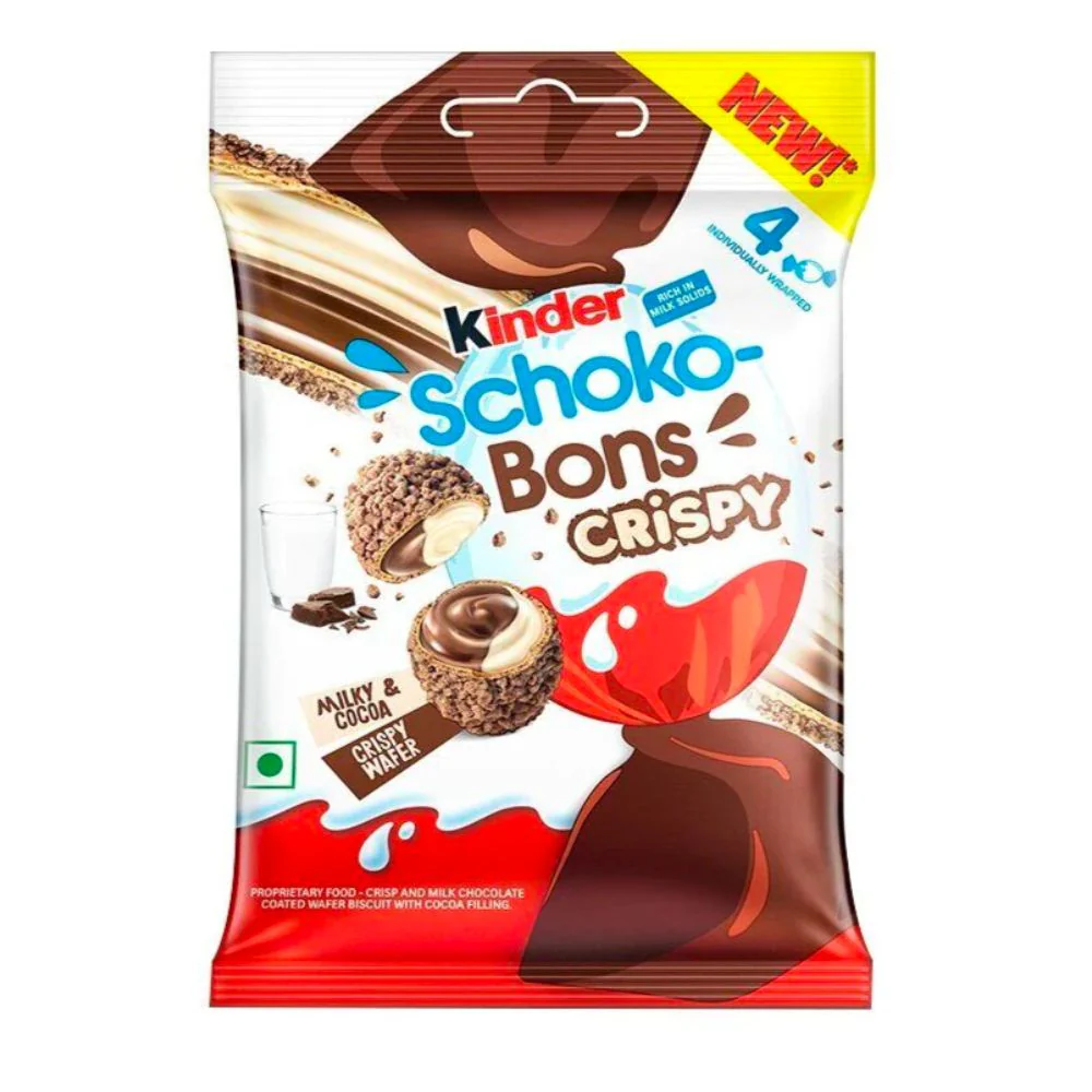 Kinder Schoko Bons Crispy, ovetti di wafer ripieni di crema al latte e cioccolato da 22g