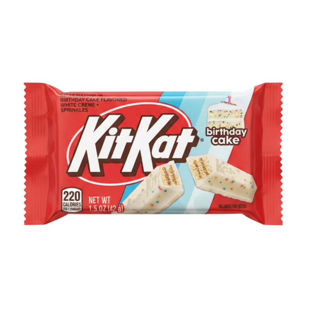 Kit Kat Birthday Cake Limited Edition, wafer ricoperto di cioccolato bianco e zuccherini da 42g