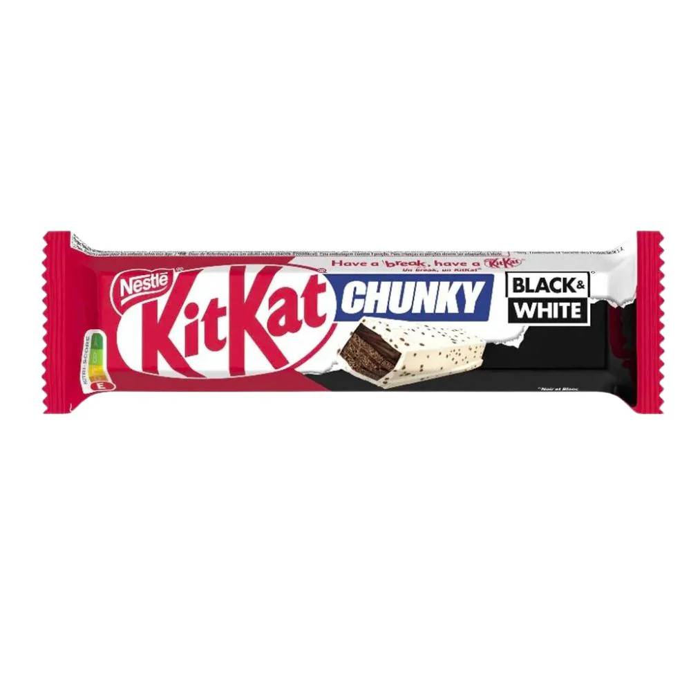 Kit Kat Chunky Black & White, barretta di wafer al cioccolato al latte e al cioccolato bianco da 42g