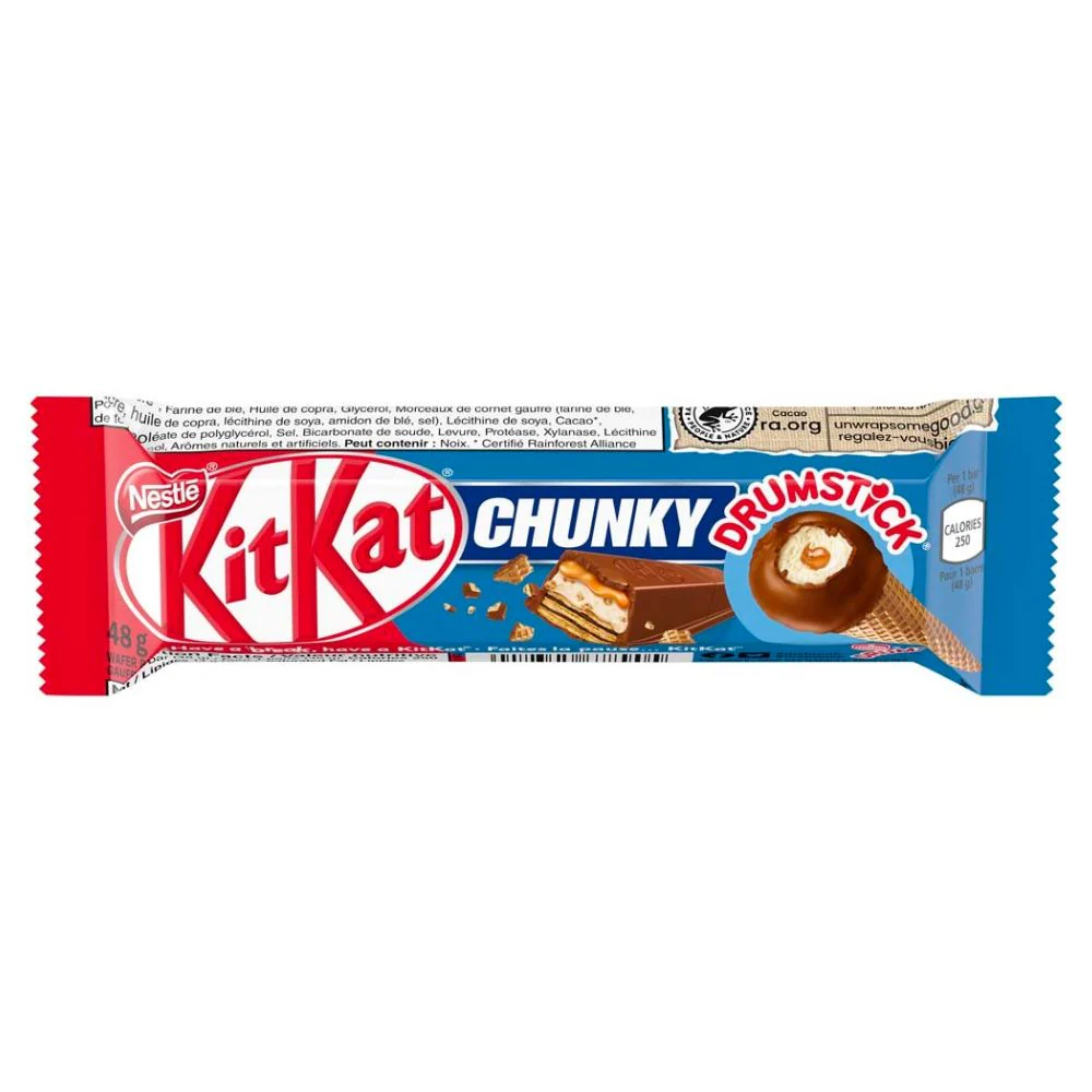Kit Kat Chunky Drumstick, barretta di cioccolato con wafer e caramello al gusto di gelato da 48g