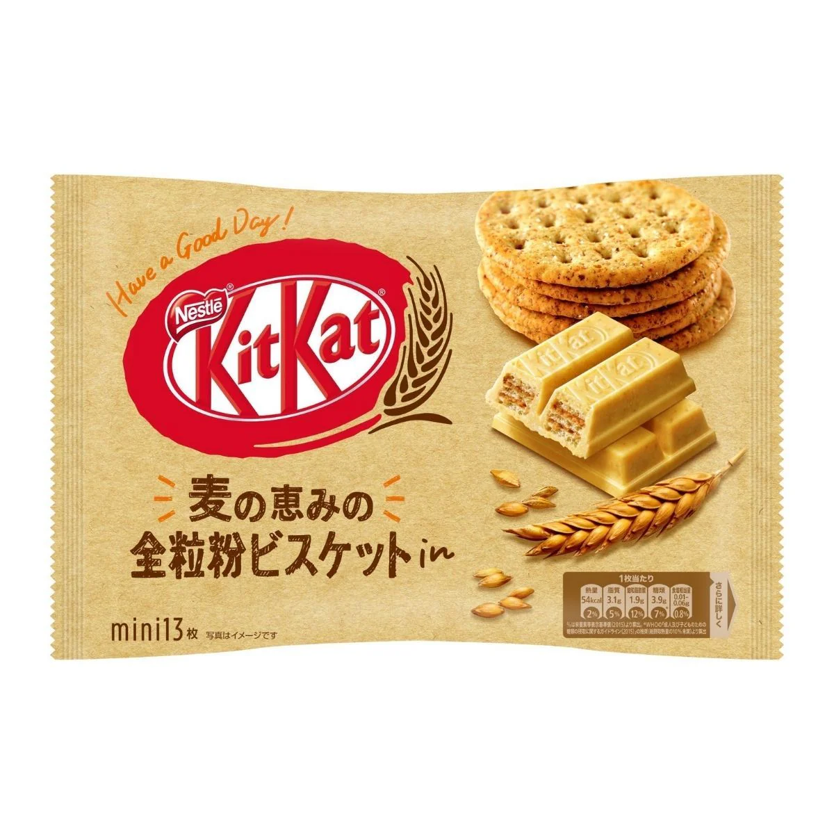 Kit Kat Mini Whole Wheat FLour Biscuits, wafer ripieno di crema al biscotto integrale da 126g