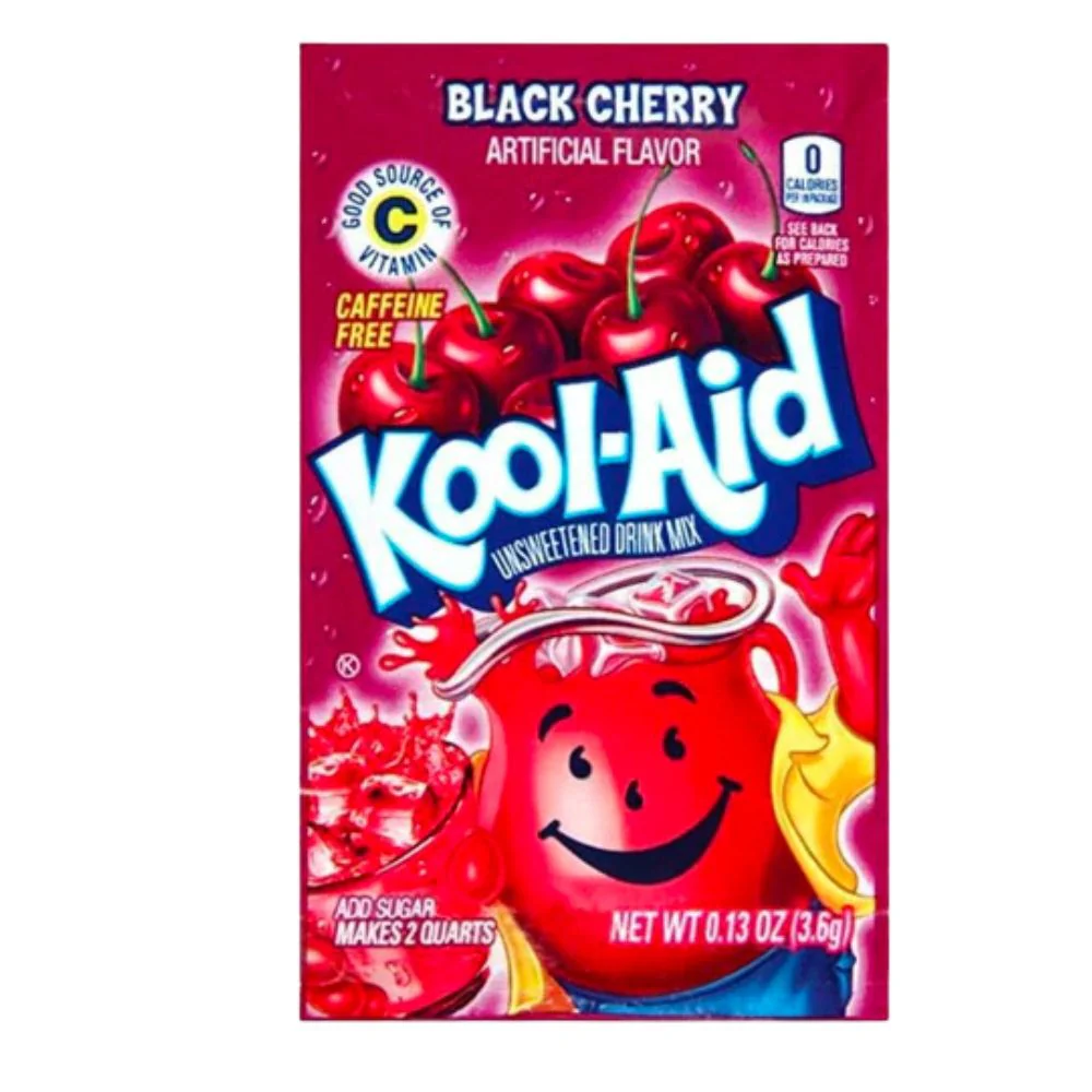 Kool Aid Black Cherry, preparato per bevande all'amarena da 3.6g