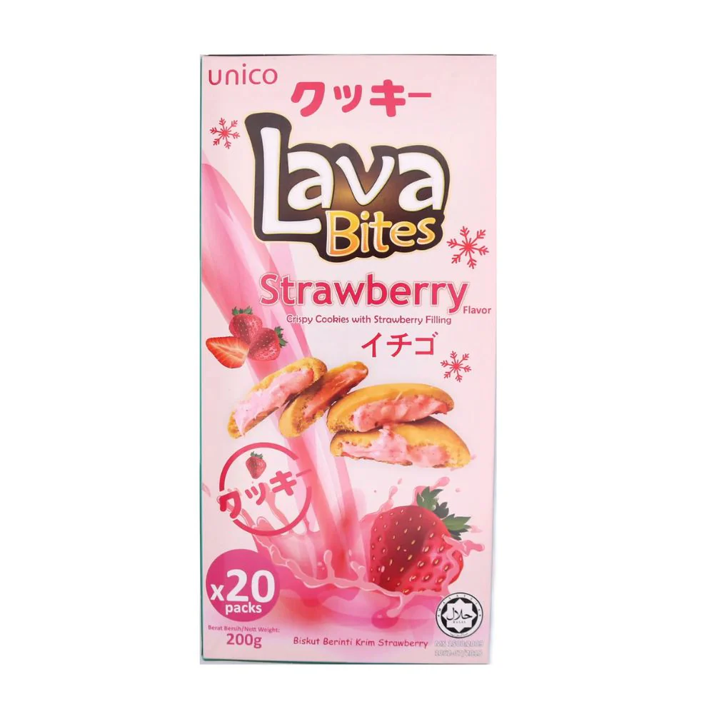 Lava Bite Strawberry, biscotti ripieni di crema alla fragola da 60g