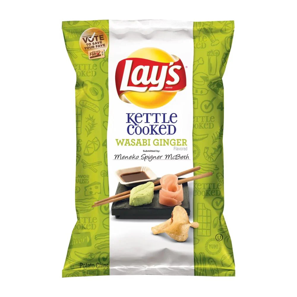 Lay's Kettle Cooked Wasabi Ginger, patatine al wasabi e zenzero da 66g
