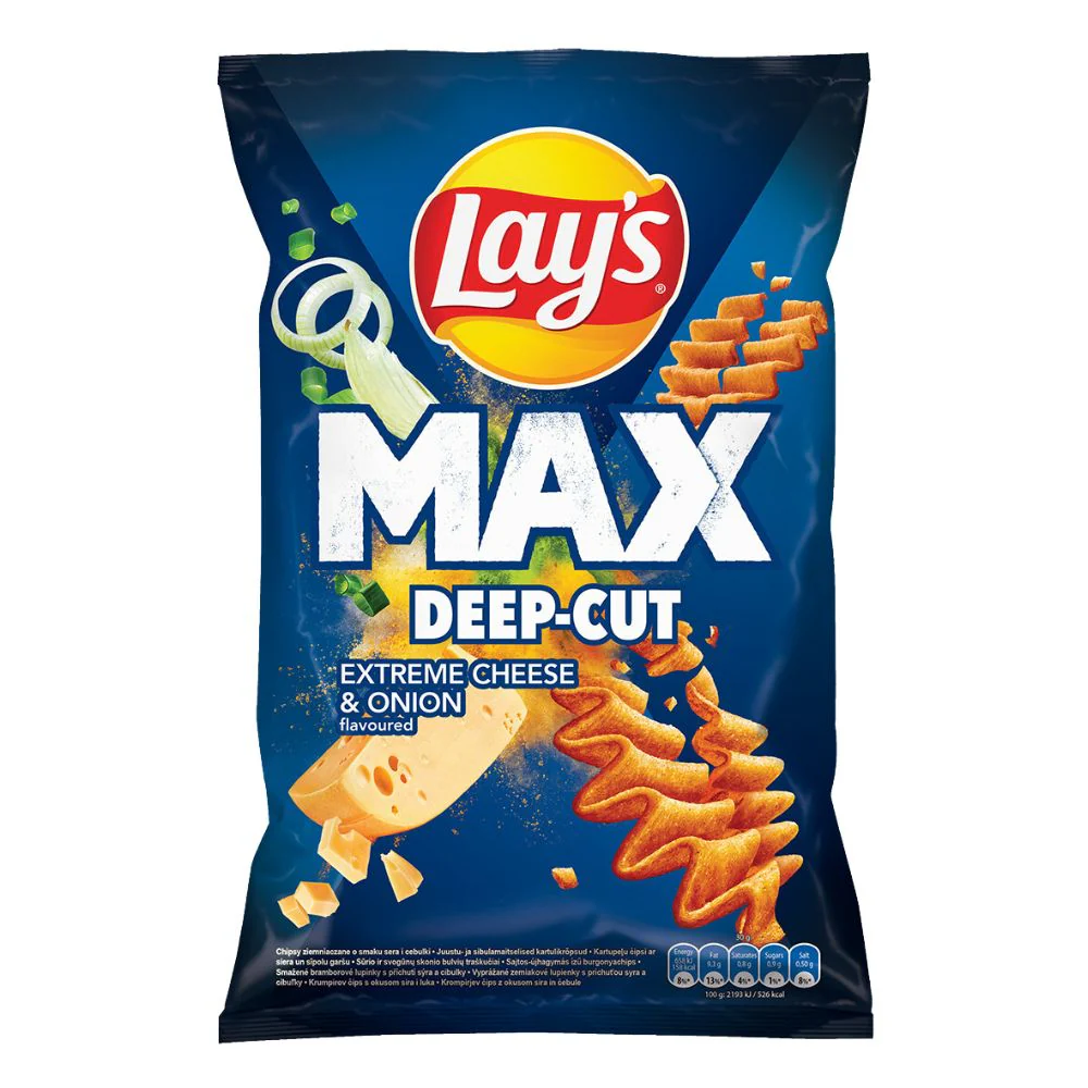 Lay's Max Cheese & Onion, patatine al gusto di formaggio e cipolla da 120g