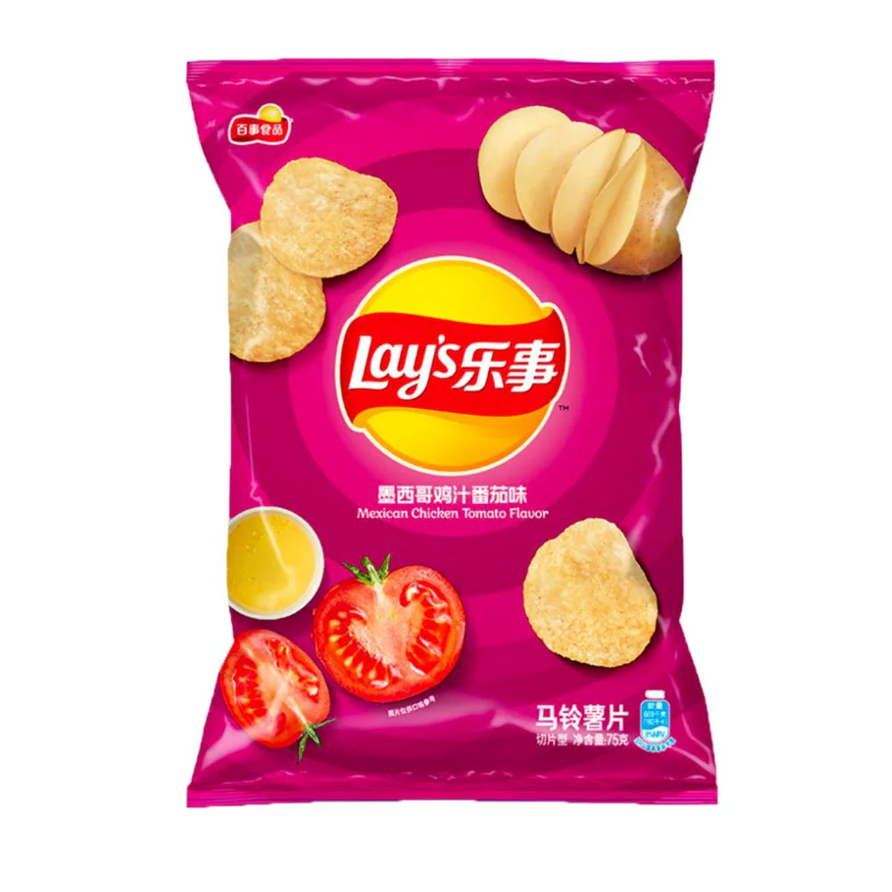 Lay's Mexican Chicken Tomato Flavor, patatine al gusto di pollo e pomodoro da 40g