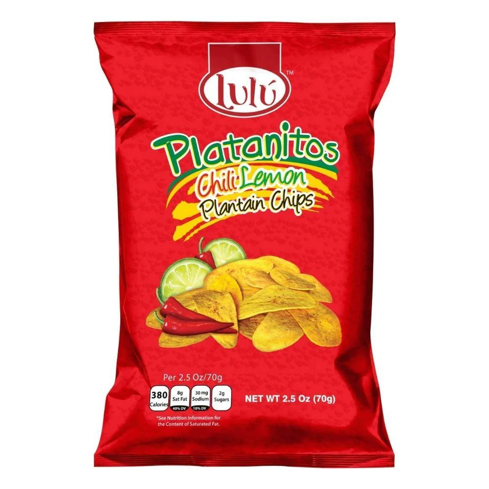 LuLu Platanitos Chili Lemon Plantain Chips, chips di platano al limone piccanti da 70g