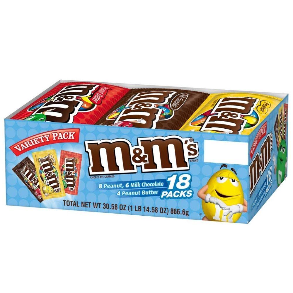 M&M's Variety Pack, 3 gusti misti di  M&M's in 18 pacchetti da 866.6g