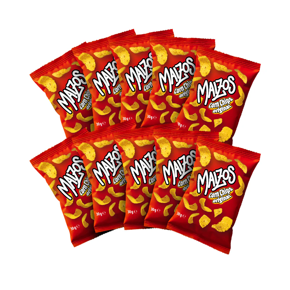 10x Maizos Corn Chips Original, chips di mais nel gusto original da 30g