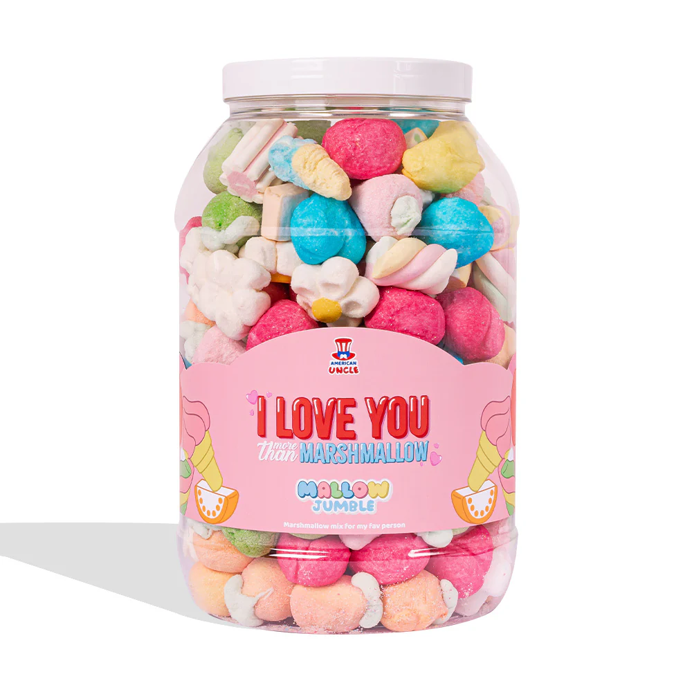 Mallow Jumble “I love You more than marshmallow”, barattolo di marshmallow da comporre con i tuoi gusti preferiti