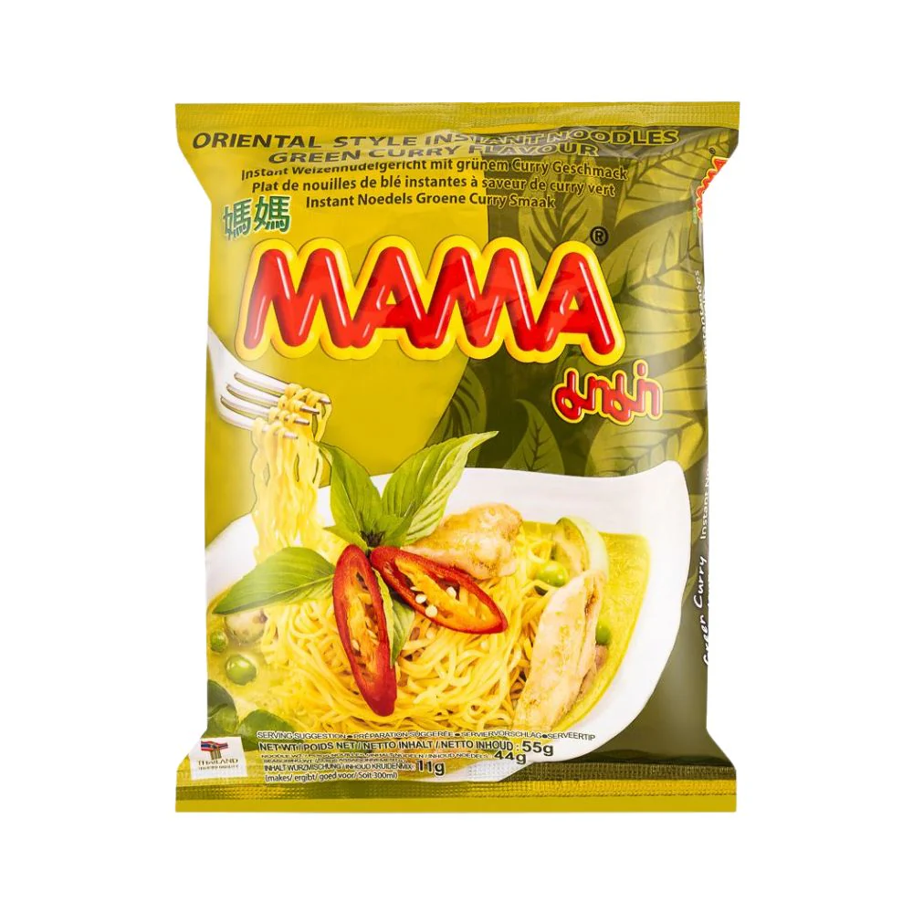 Mama Instant Noodles Green Curry, noodles al curry verde da 55g