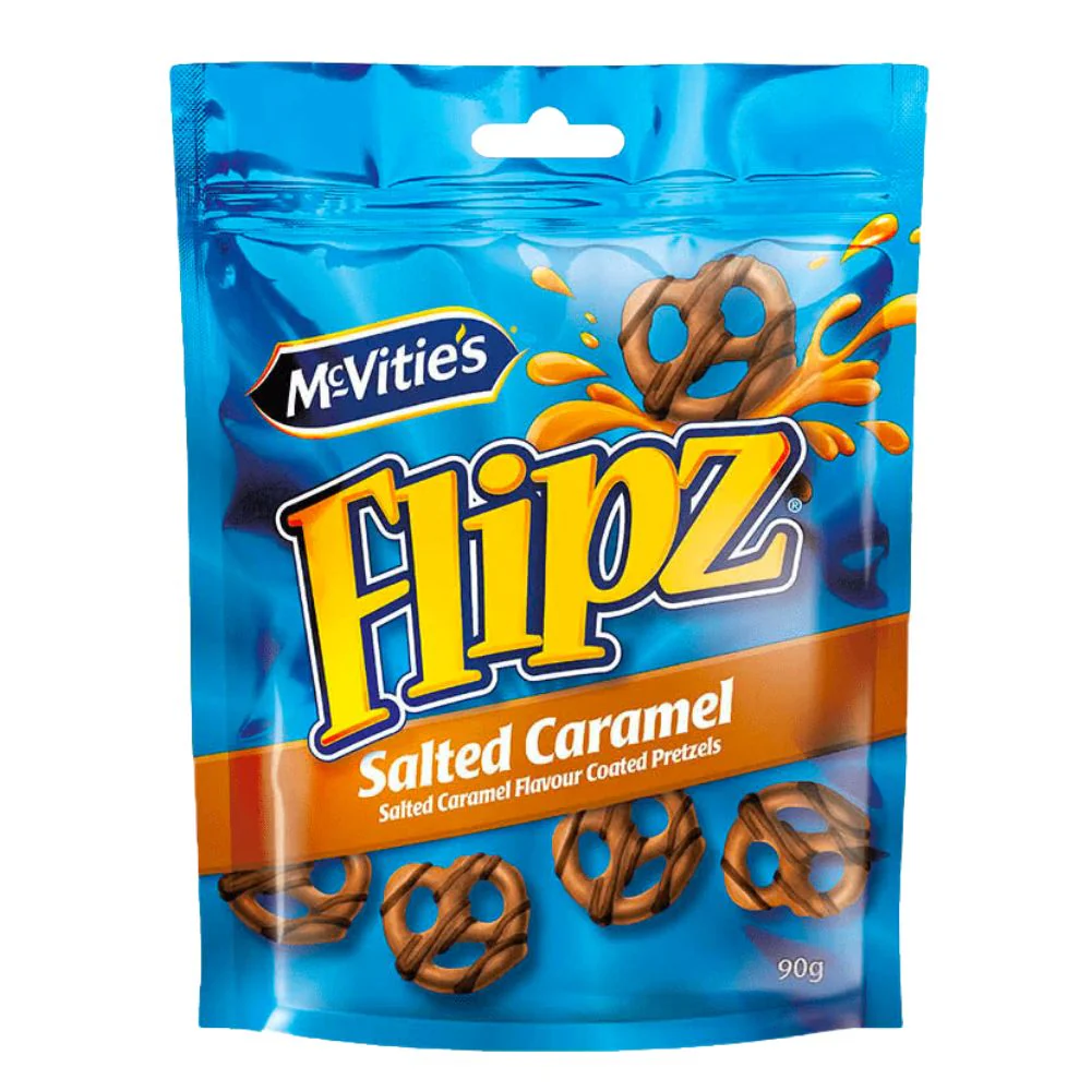 Mcvitie's Flipz Salted Caramel, pretzel ricoperti di cioccolato al caramello salato da 90g