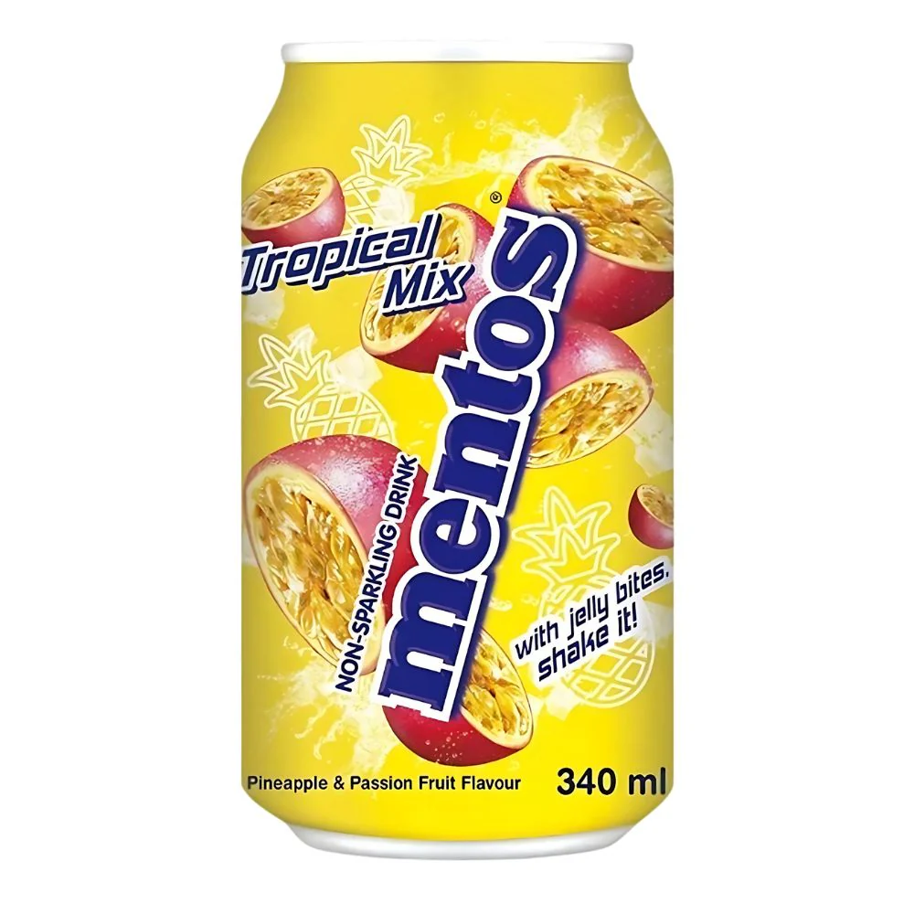 Mentos Tropical Mix Drink, bevanda con pezzetti di gelatina di cocco al gusto di mix tropicale da 340ml