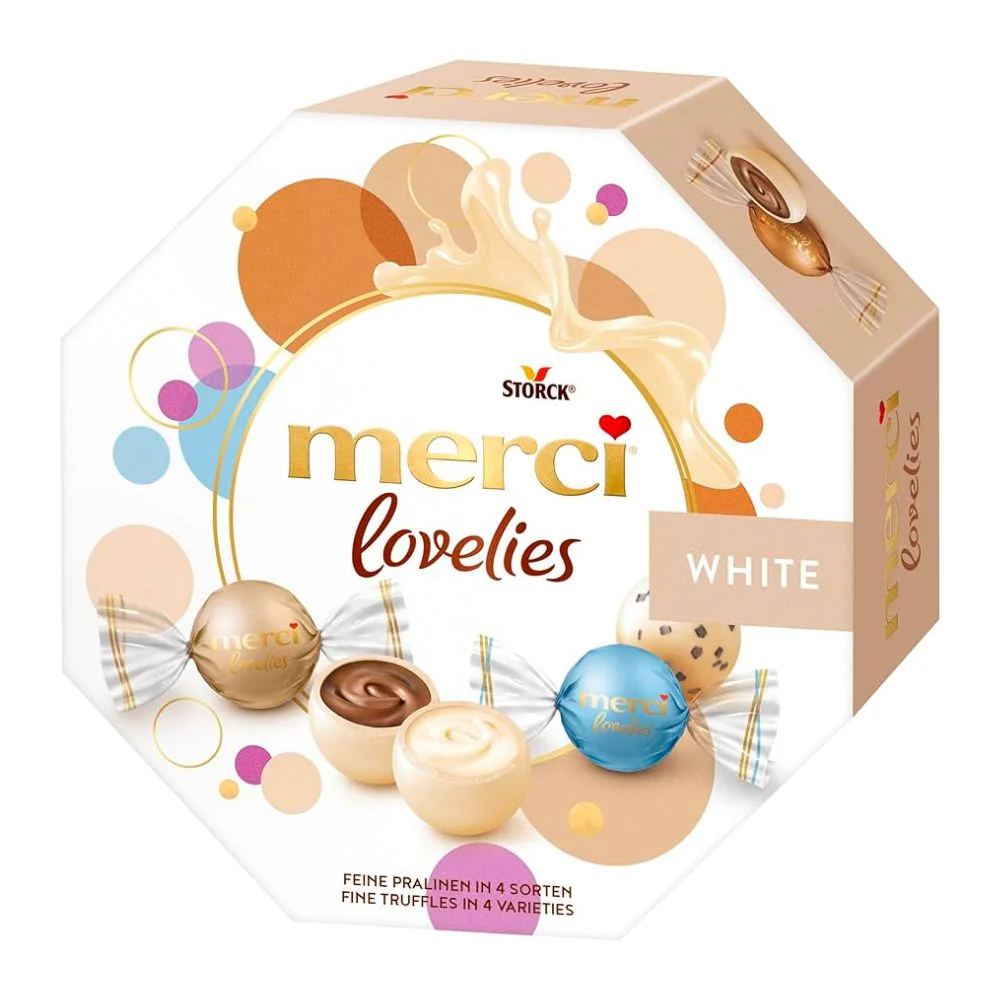 Merci Lovelies White, cioccolatini ripieni di crema al cacao e vaniglia da 185g