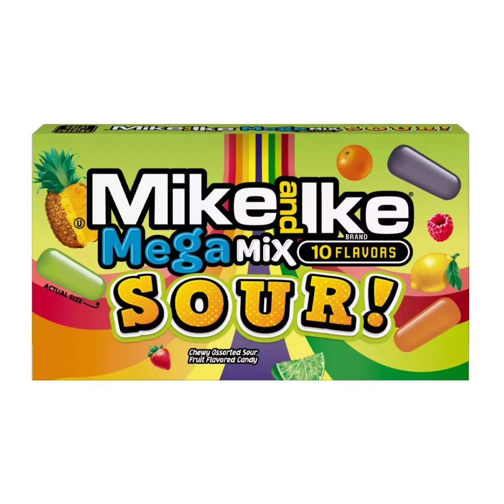 Mike and Ike Mega Mix Sour, caramelle aspre al gusto di frutta da 120g