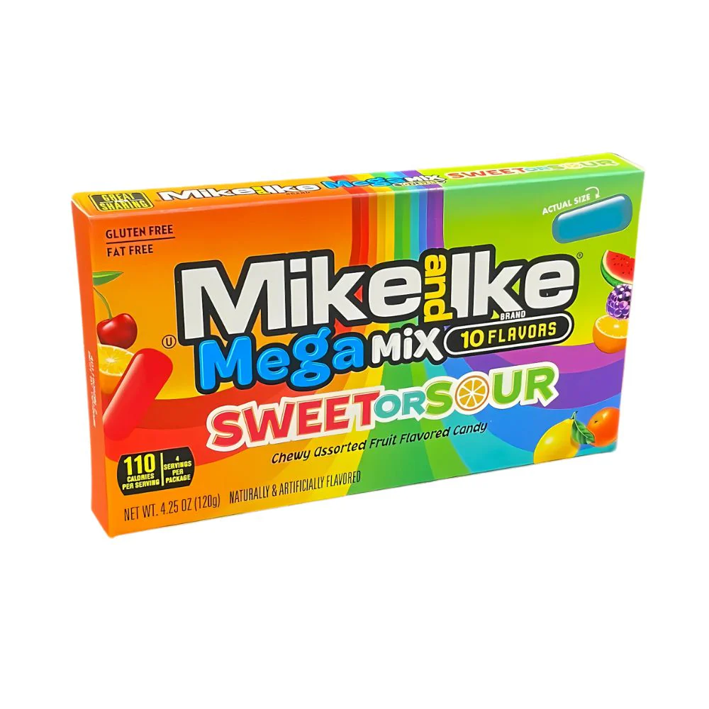 Mike and Ike Mega Mix Sweet Or Sour, caramelle dolci e aspre al gusto di frutta da 120g