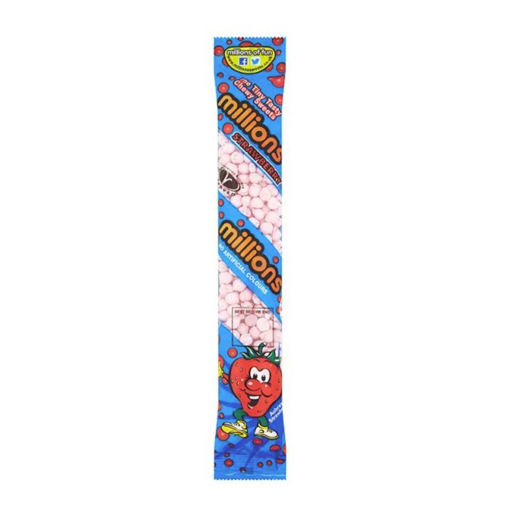 Millions Tube Strawberry, caramelle alla fragola da 60g