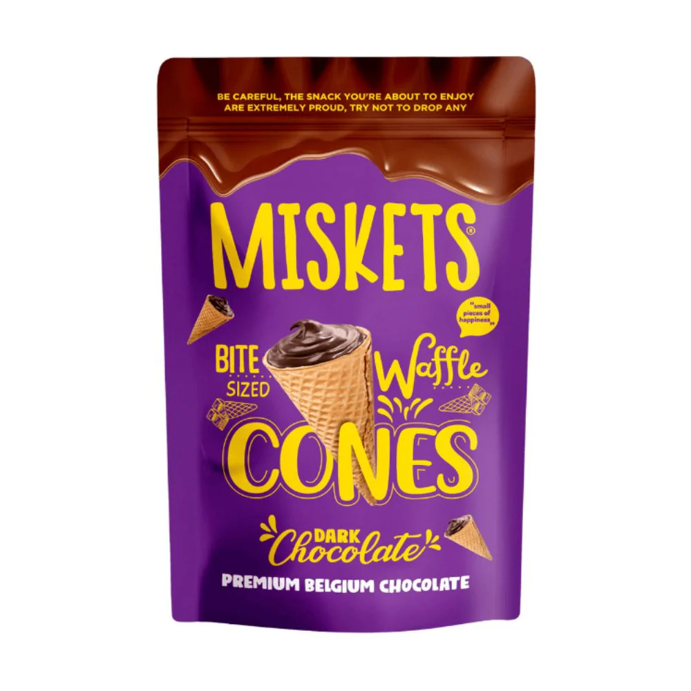 Miskets Cones With Dark Chocolate, coni di cialda con ripieno di cioccolato fondente da 70g