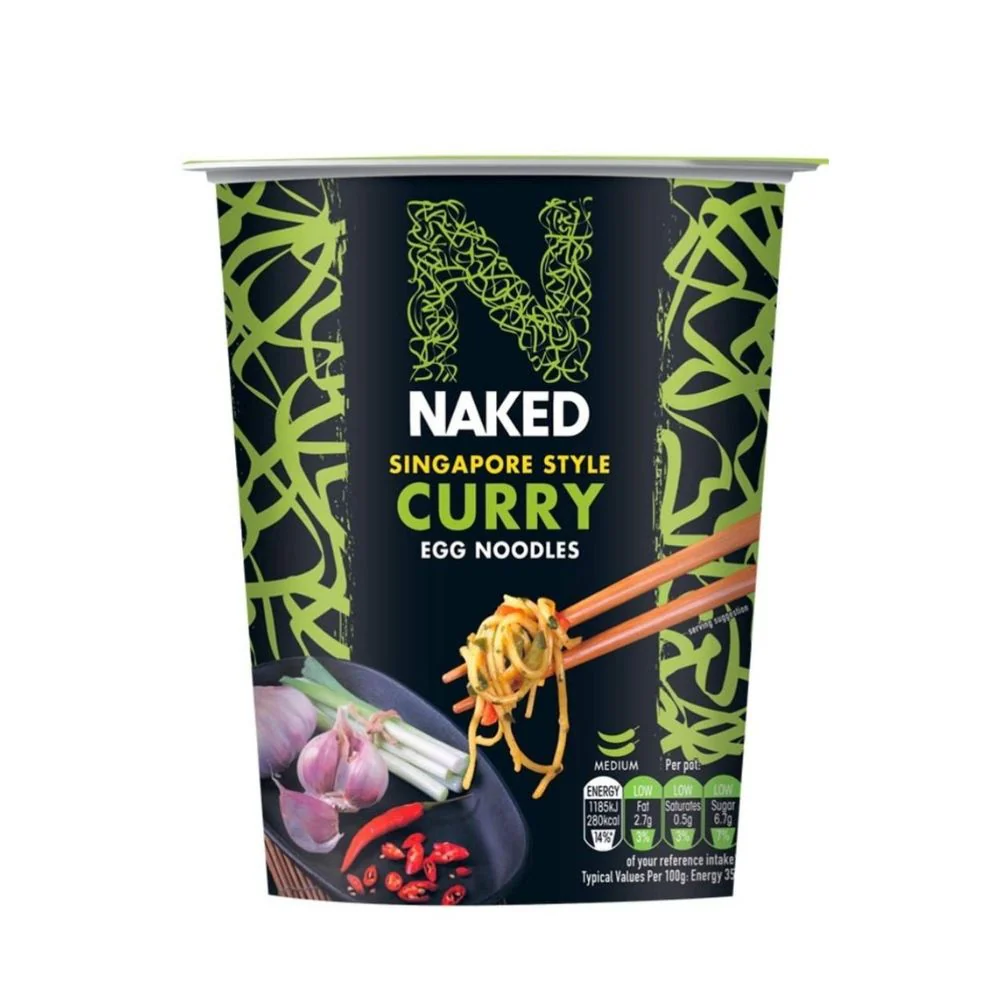 Naked Singapore Style Curry Egg Noodles, noodle all'uovo con salsa di cipolla e carote da 78g