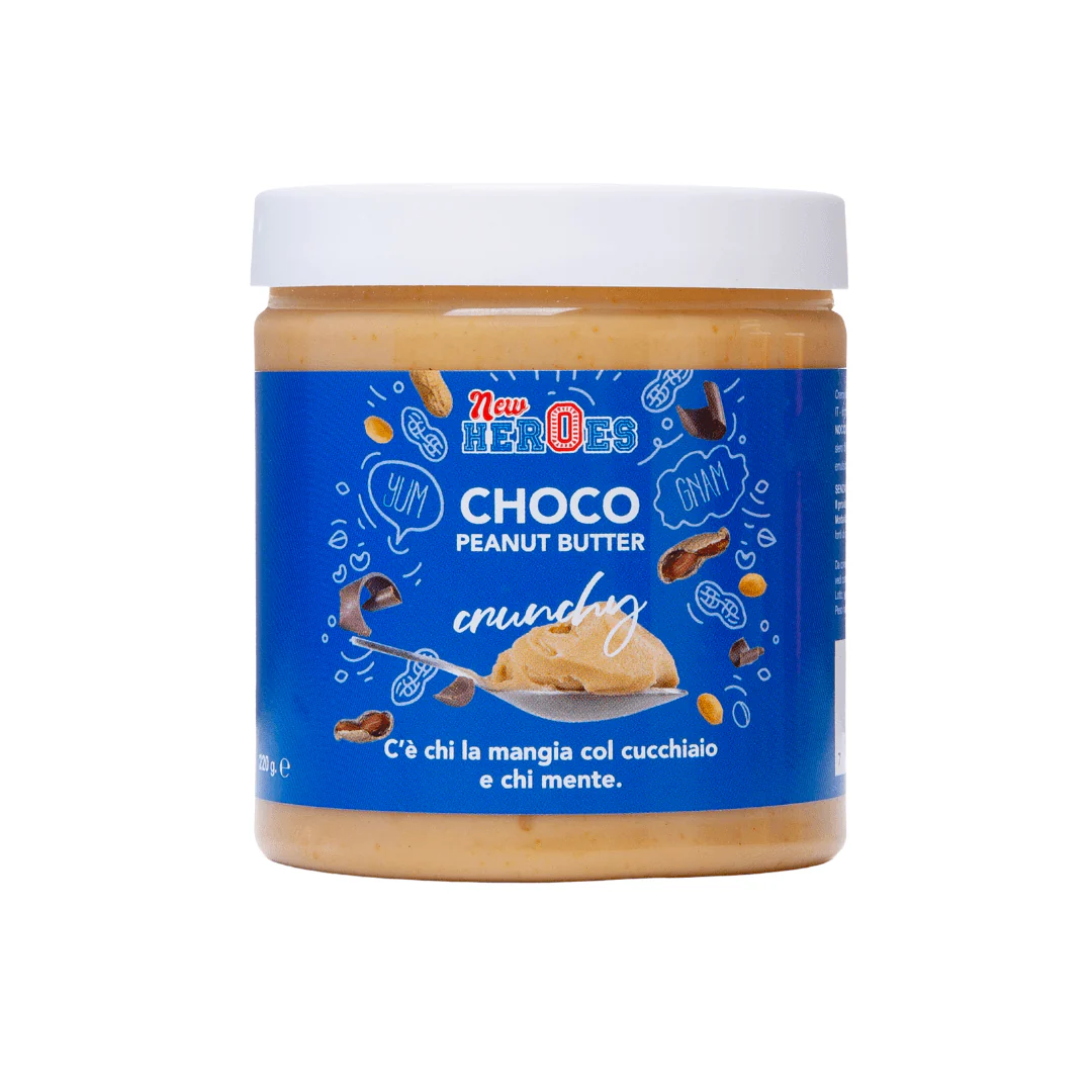 New Heroes Choco Peanut Butter Crunchy, crema al cioccolato e al burro d'arachidi con pezzi da 220g