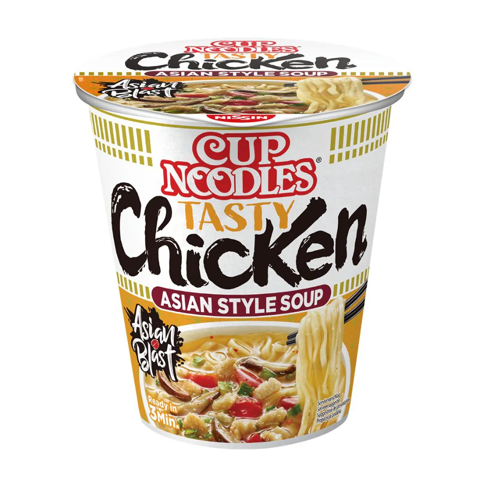 Nissin Cup Noodles Tasty Chicken, noodles istantanei speziati al gusto di pollo da 63g