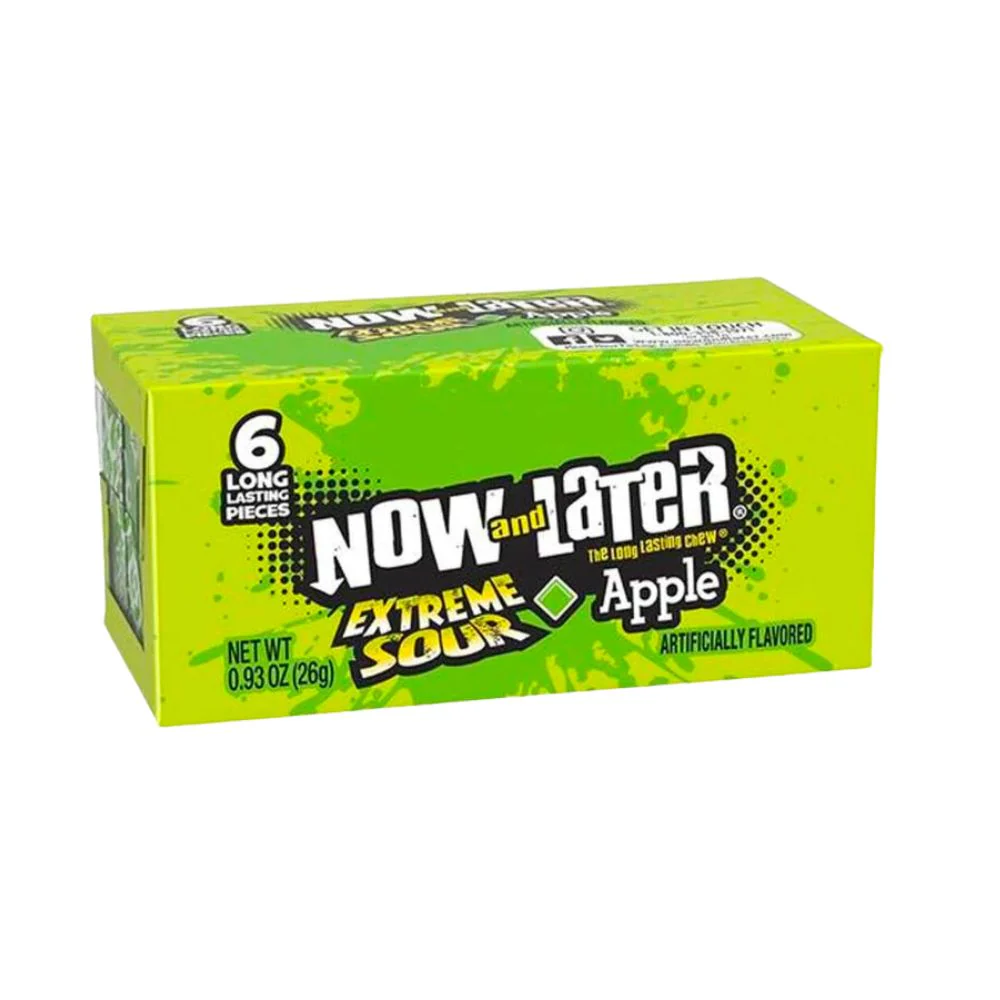Now&Later Extreme Sour Apple, caramelle al gusto di mela aspra da 26g