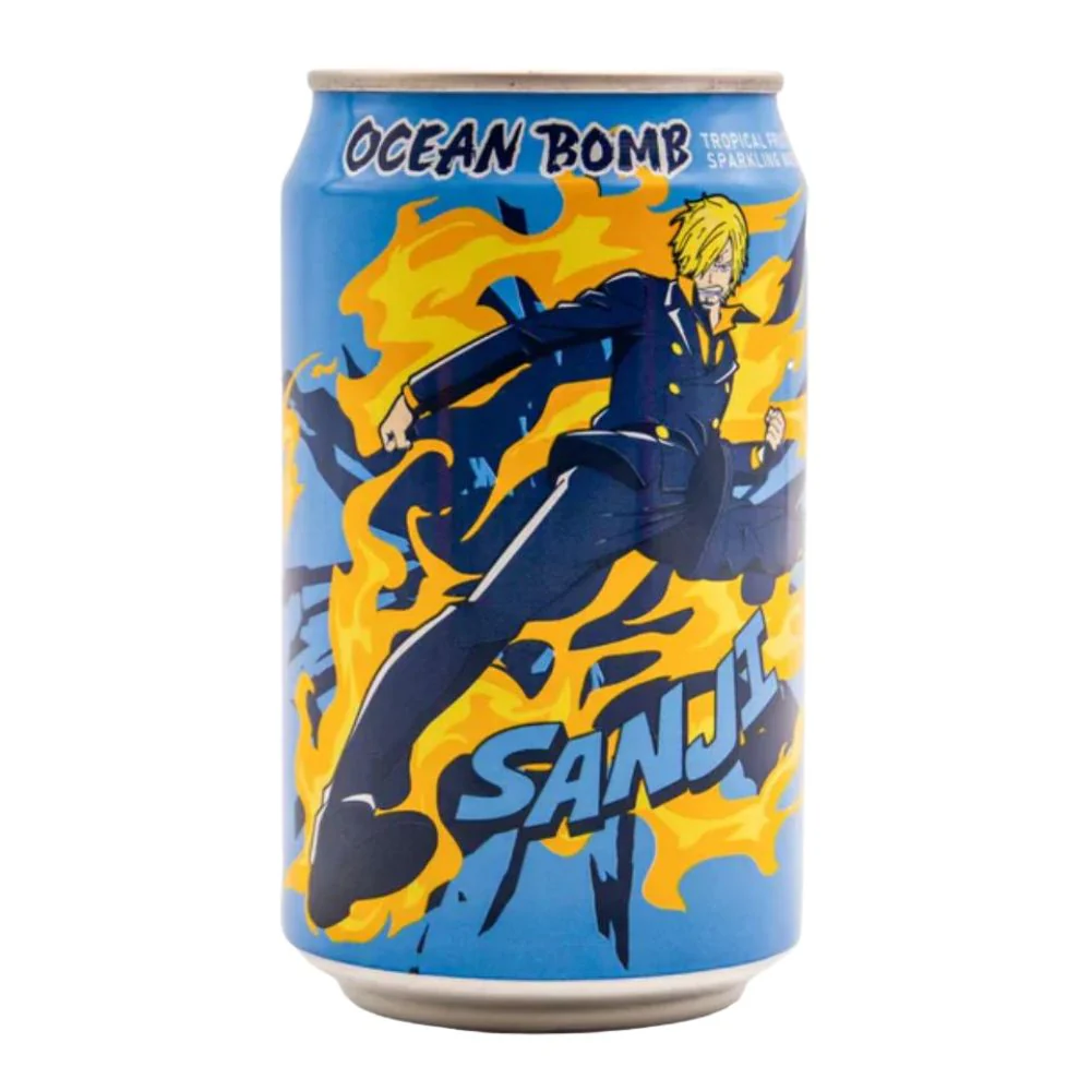 Ocean Bomb Sanji Limited Edition, bevanda gassata aromatizzata al gusto di frutta tropicale da 330ml