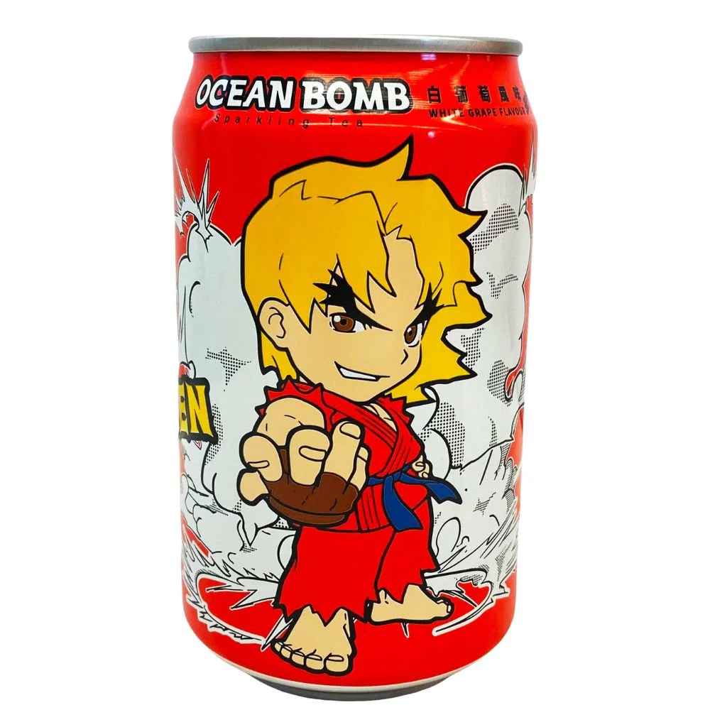 Ocean Bomb Street Fighter Ken, bevanda al gusto d'uva bianca da 330ml