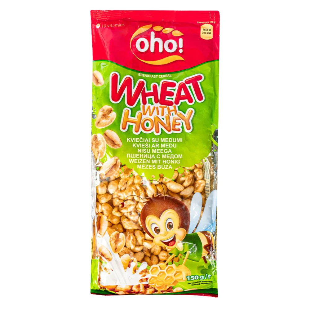 Oho! Wheat With Honey, cereali di frumento soffiato al gusto di miele da 150g