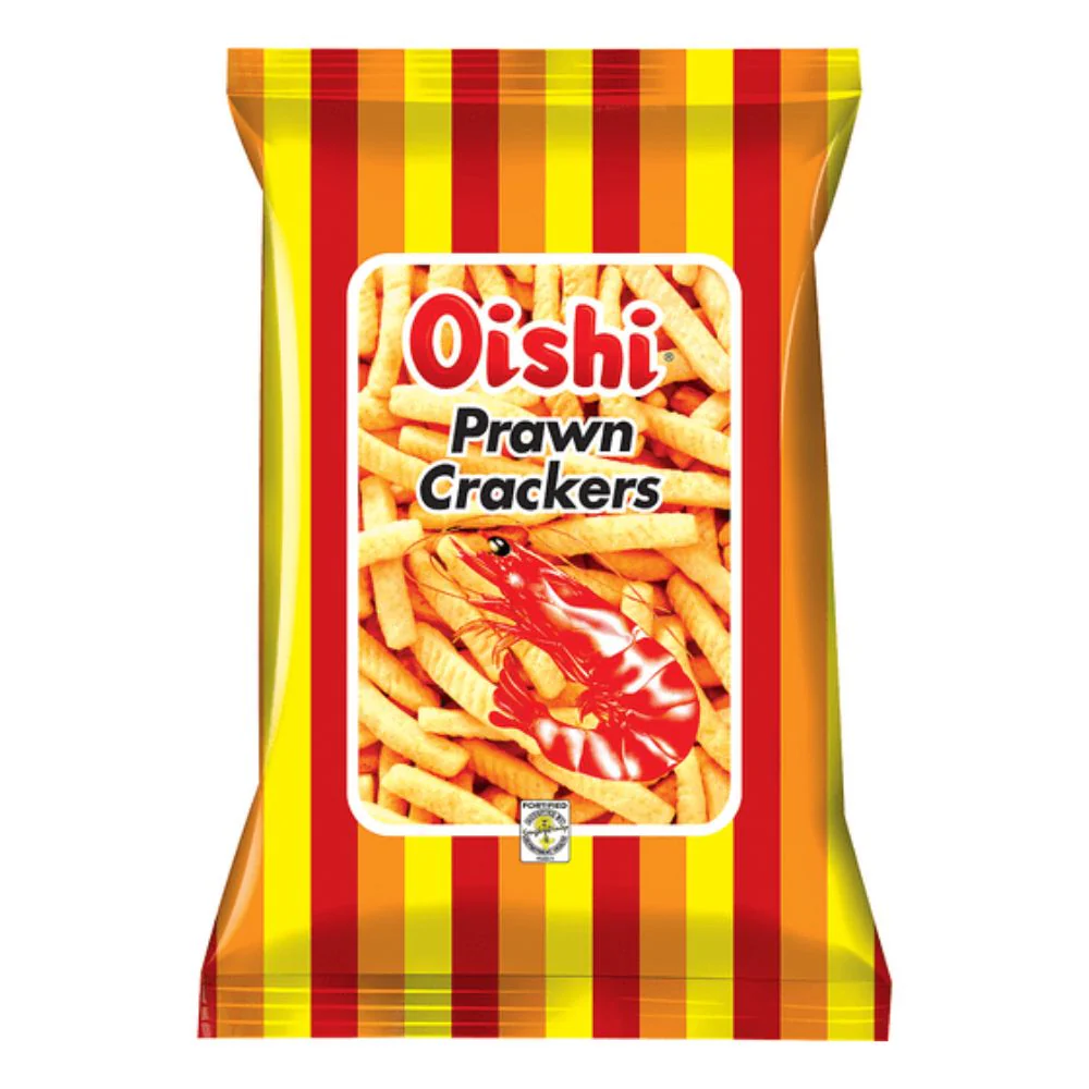 Oishi Prawn Crackers, crackers al gusto di gamberi da 60g