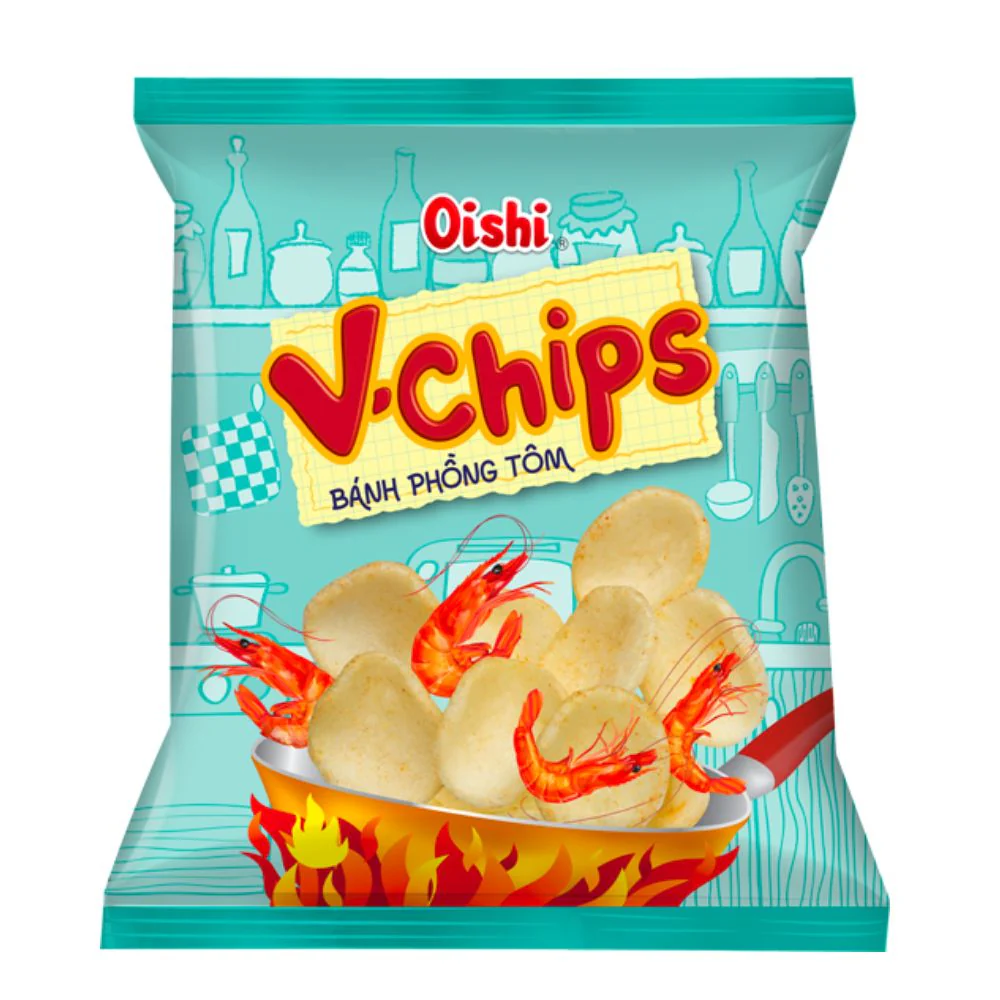 Oishi V Chips Crayfish, patatine al gusto di gamberetti da 40g