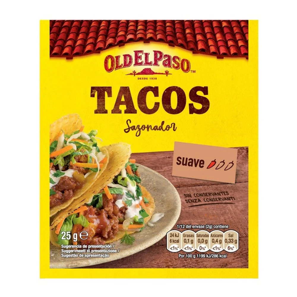 Old El Paso Tacos Sazonador, mix di spezie per Taco da 25g