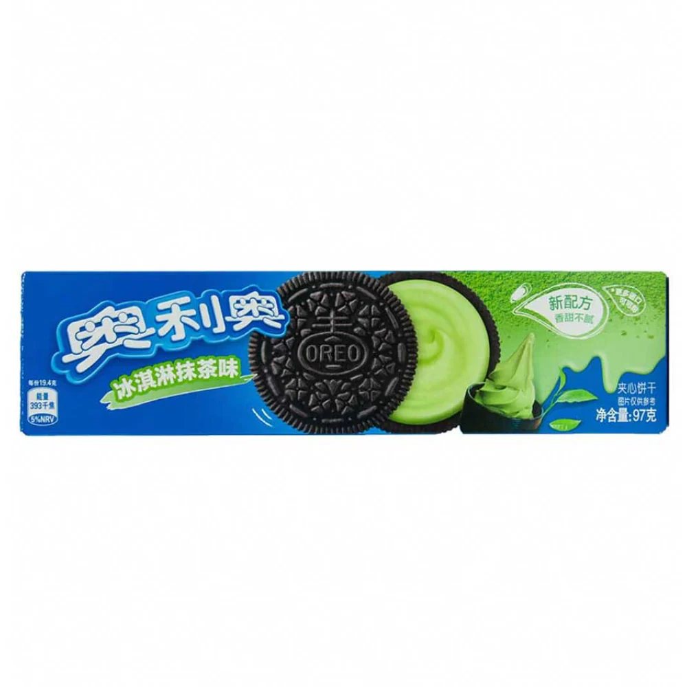 Oreo Green Tea, biscotti al cioccolato ripieni di crema al tè verde da 97g