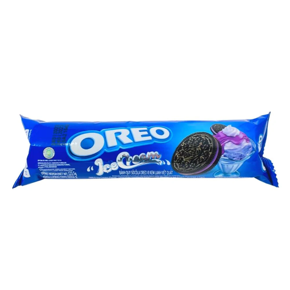Oreo Ice Cream Blueberry, biscotti al cacao con ripieno di crema al gusto di gelato ai mirtilli da 123,5g