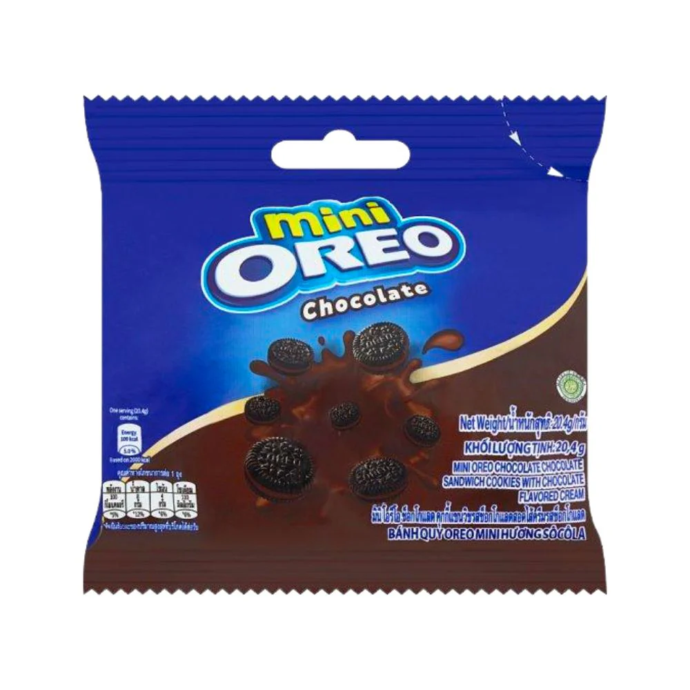 Oreo Mini Chocolate, mini biscotti oreo ripieni di crema al cioccolato da 20.4g
