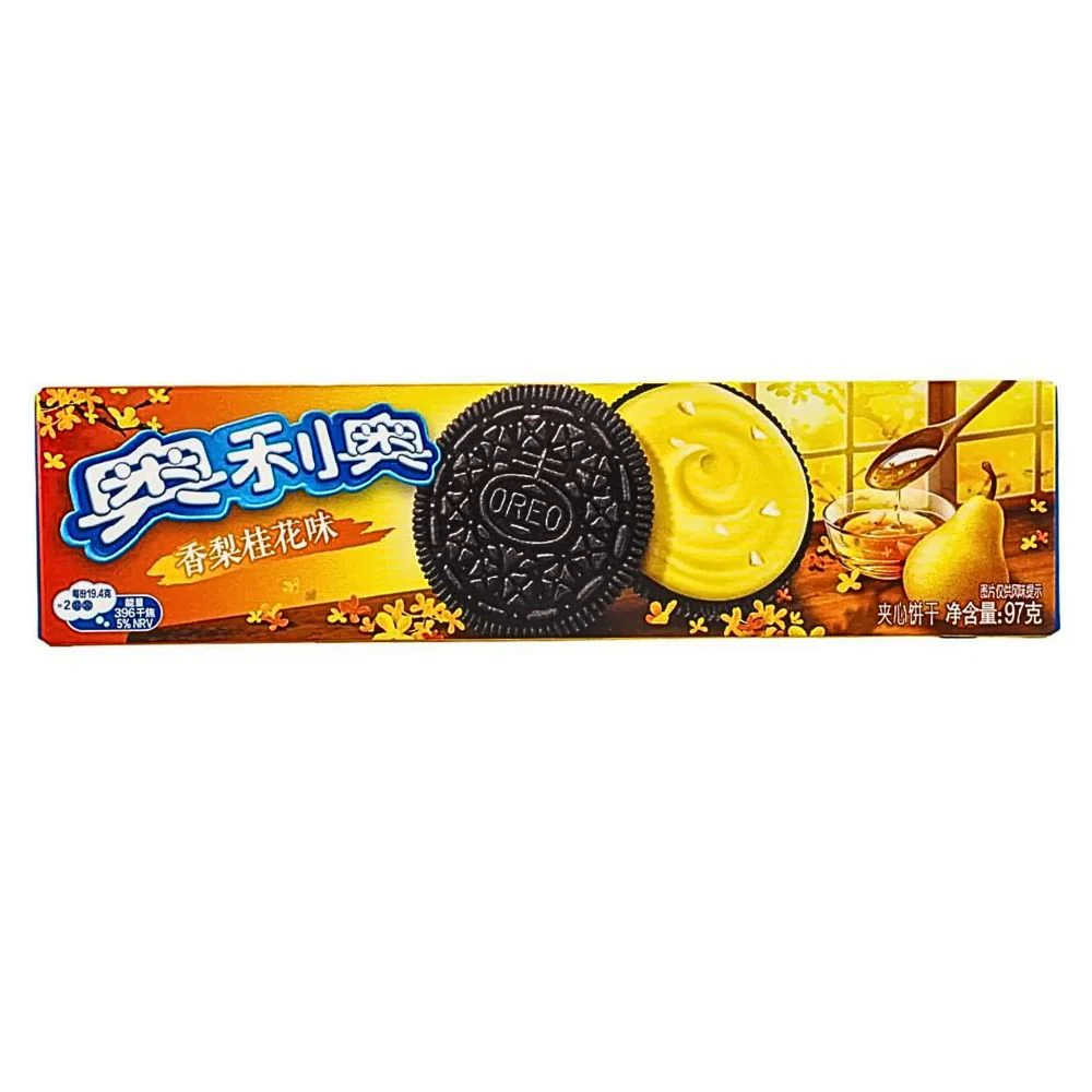 Oreo Thin Pear and Osmanthus, biscotti ripieni di crema alla pera e osmanto da 97g