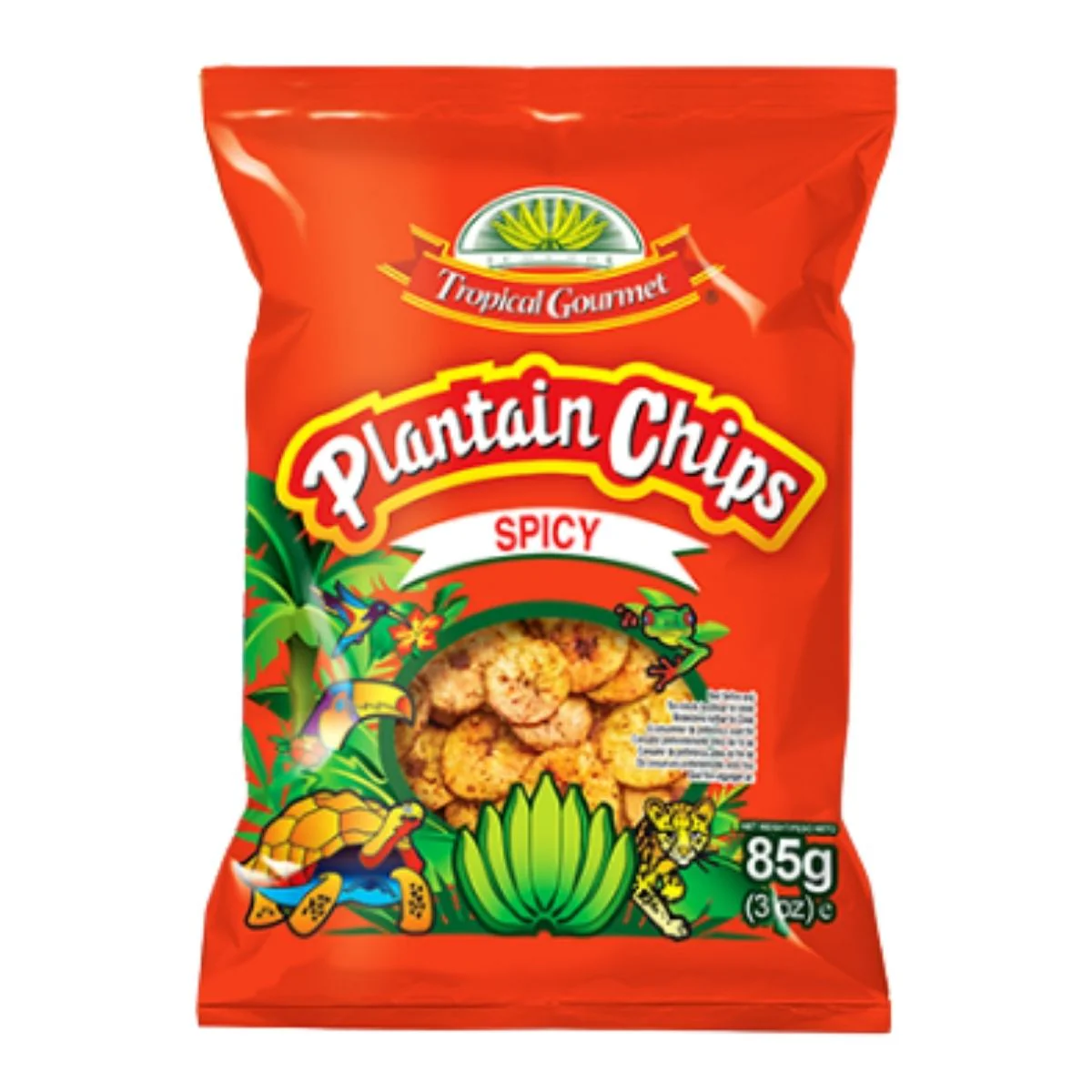 Plantain Chips Spicy, croccanti chips di platano essiccato piccanti da 85g