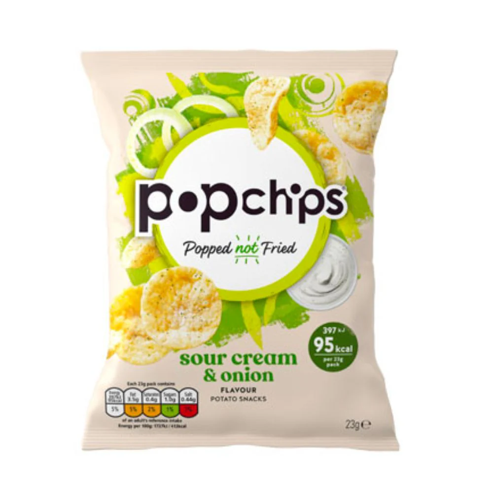 Pop Chips Sour & Cream, patatine al gusto di panna acida da 23g