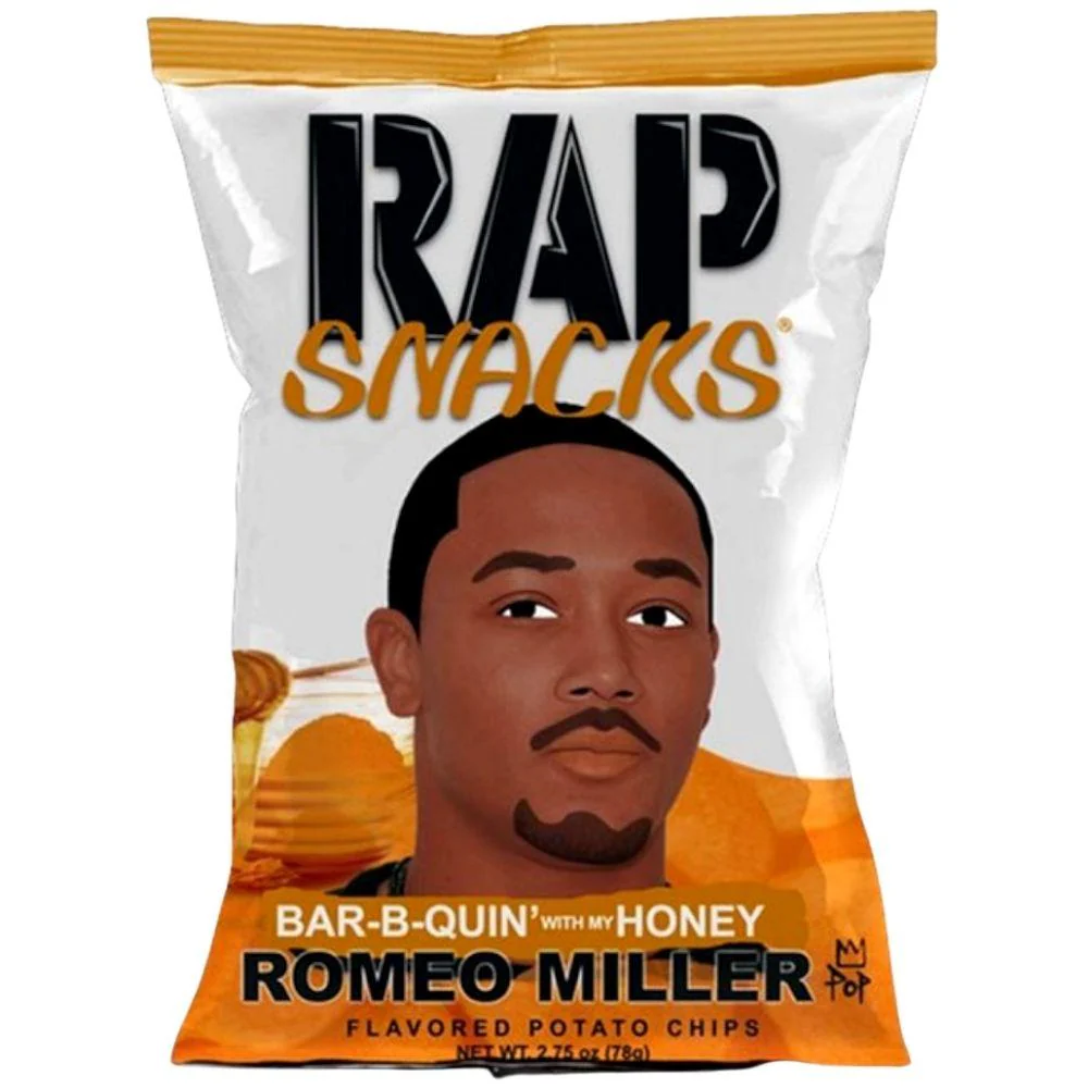 Rap Snack Wavy Bar-B-Quin' with Honey Romeo Miller, patatine al barbecue e miele da 71g