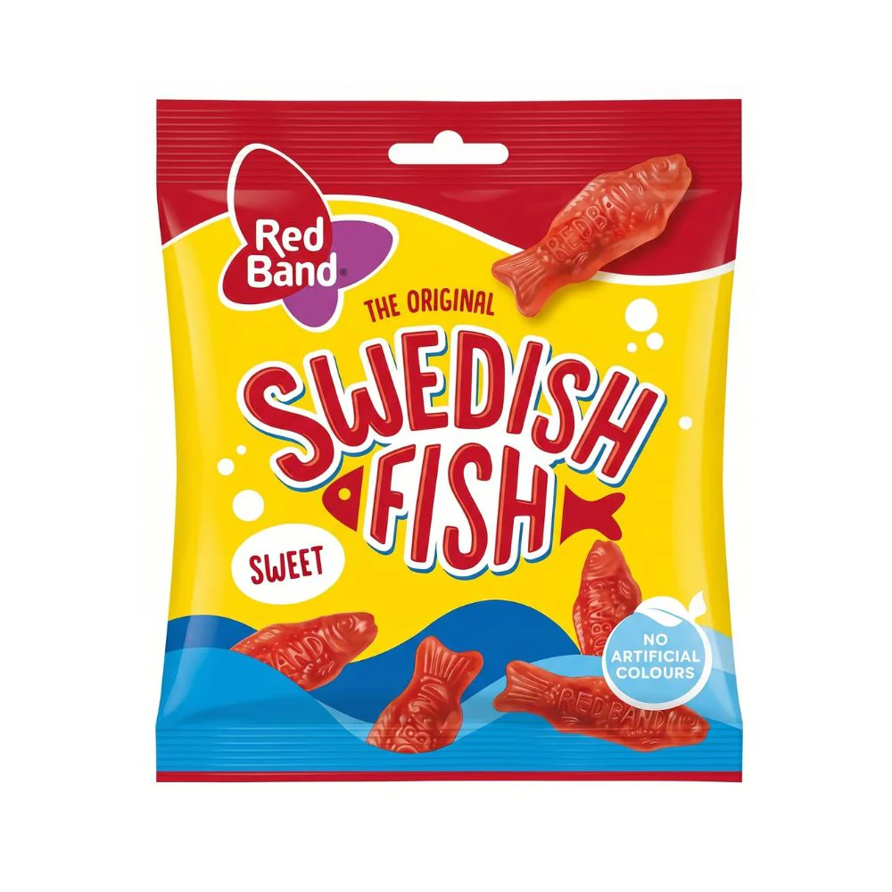 Red Band Swedish Fish, caramelle gommose al gusto di lampone da 100g