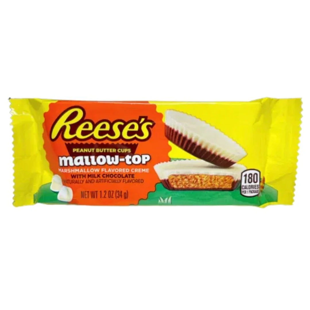 Reese's Peanut Butter Cup Mallow-Top, tazze di burro d'arachidi al cioccolato bianco da 34g
