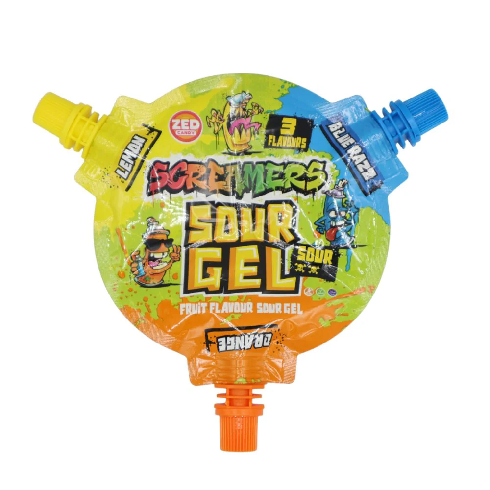 Screamers Sour Gel, caramella in gel al gusto aspro di limone, mirtillo, e arancia da 45g