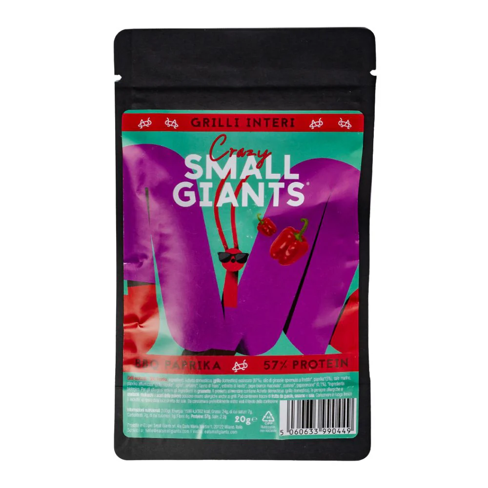 Small Giants Grilli Interi BBQ Paprika, grilli essiccati aromatizzati alla paprika da 20g