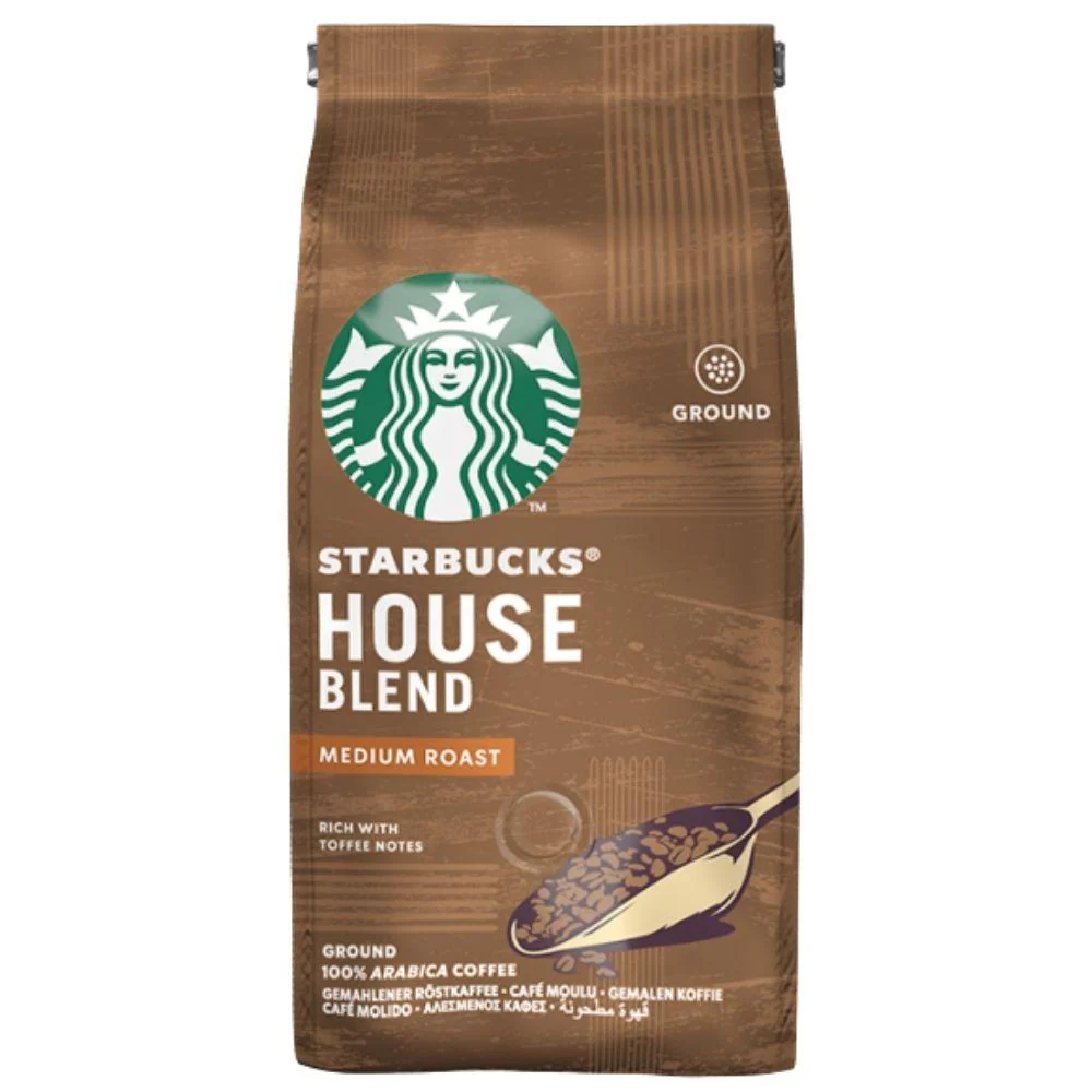 Starbucks Roast & Ground Medium House Blend, preparato in polvere per caffè al cacao e alle noci da 200g