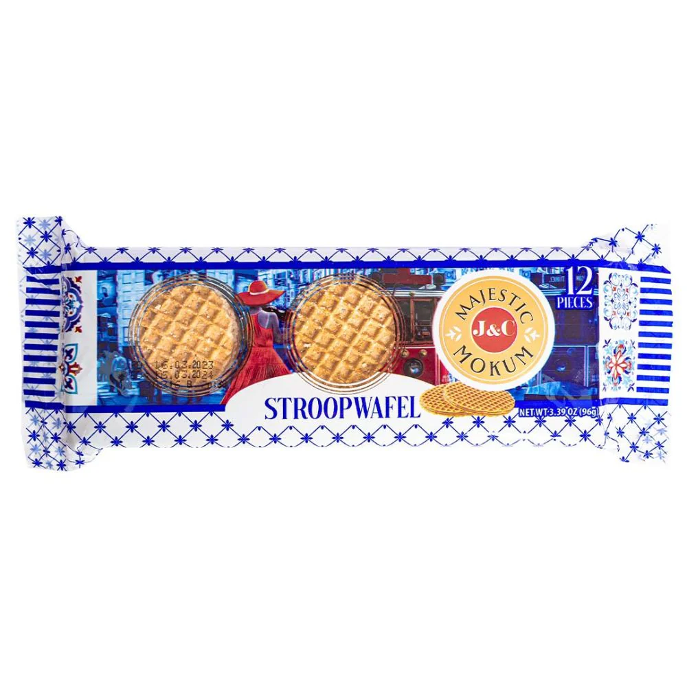 Majestic Mokum Stroopwafel, biscotti waffle ripieni di caramello al burro da 96g