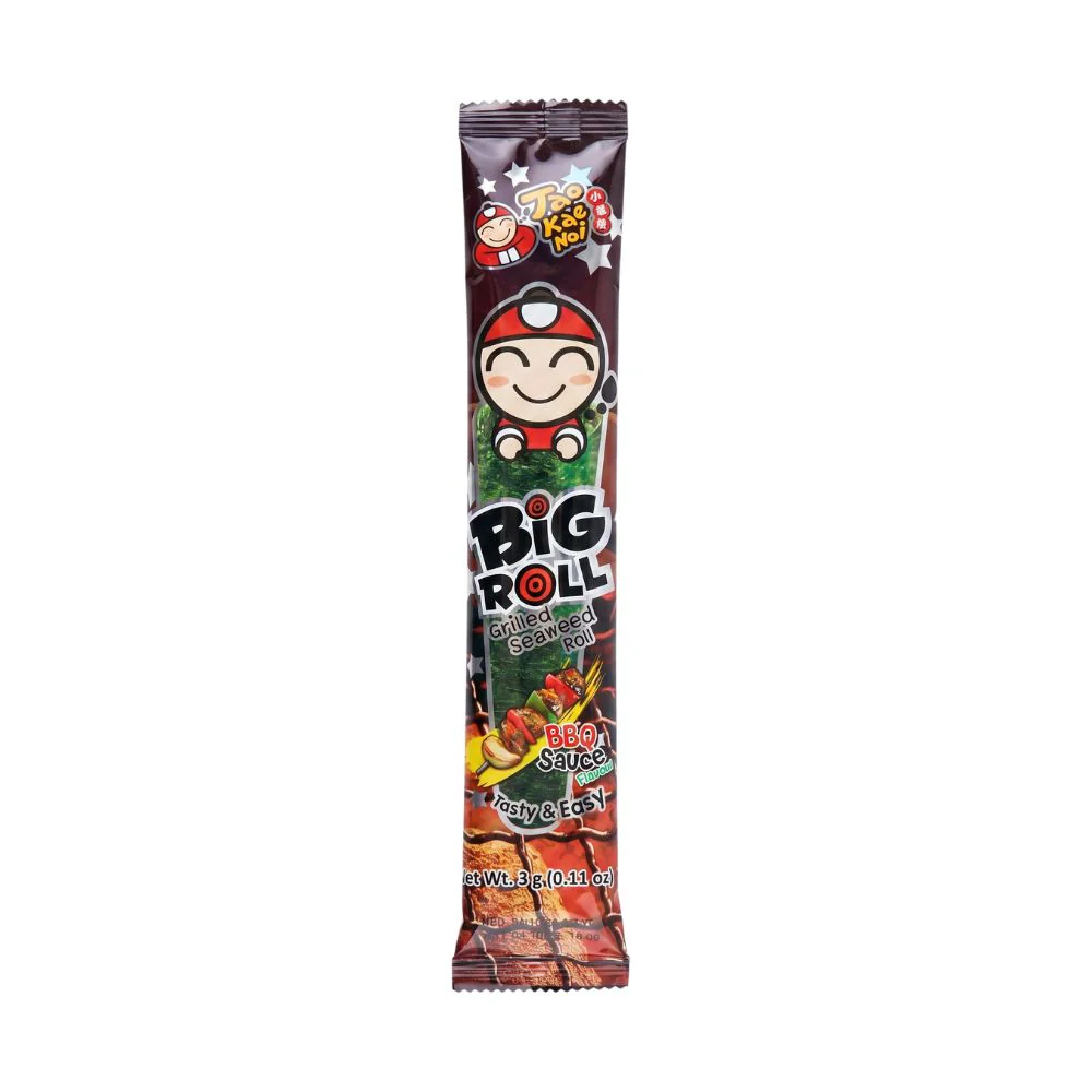 Tao Kae Noi Big Roll Grilled Seaweed BBQ Flavour, rotolo di alga marina grigliata al gusto salsa BBQ da 3g